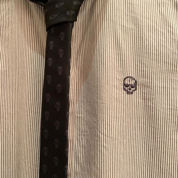 NEXT UK Boys Striped Cotton Button Up Shirt With Tie Size 13 YRS - Picture 4 of 15